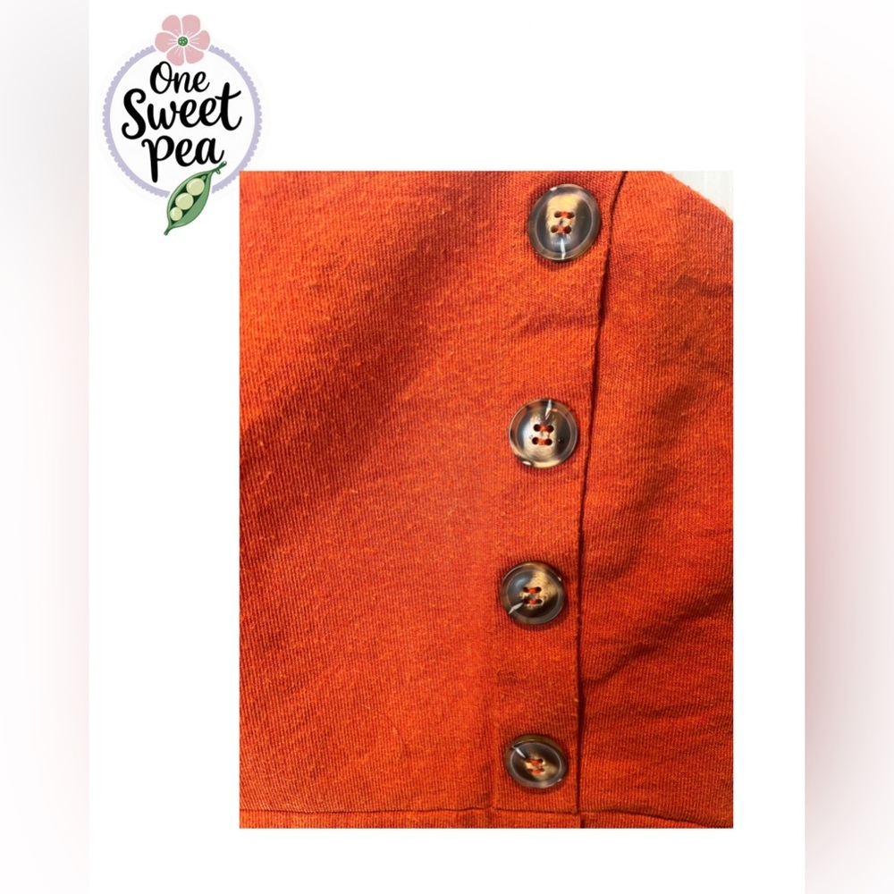 Women's Rust Button-Detail Mini Dress - Picture 3 of 7